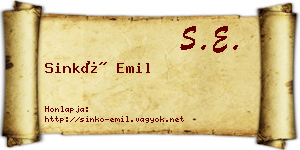 Sinkó Emil névjegykártya