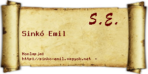 Sinkó Emil névjegykártya